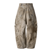 270GSM Men's Cotton Twill Denim Print Loose Fit Pants Mustard Yellow