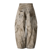 270GSM Men's Cotton Twill Denim Print Loose Fit Pants Mustard Yellow